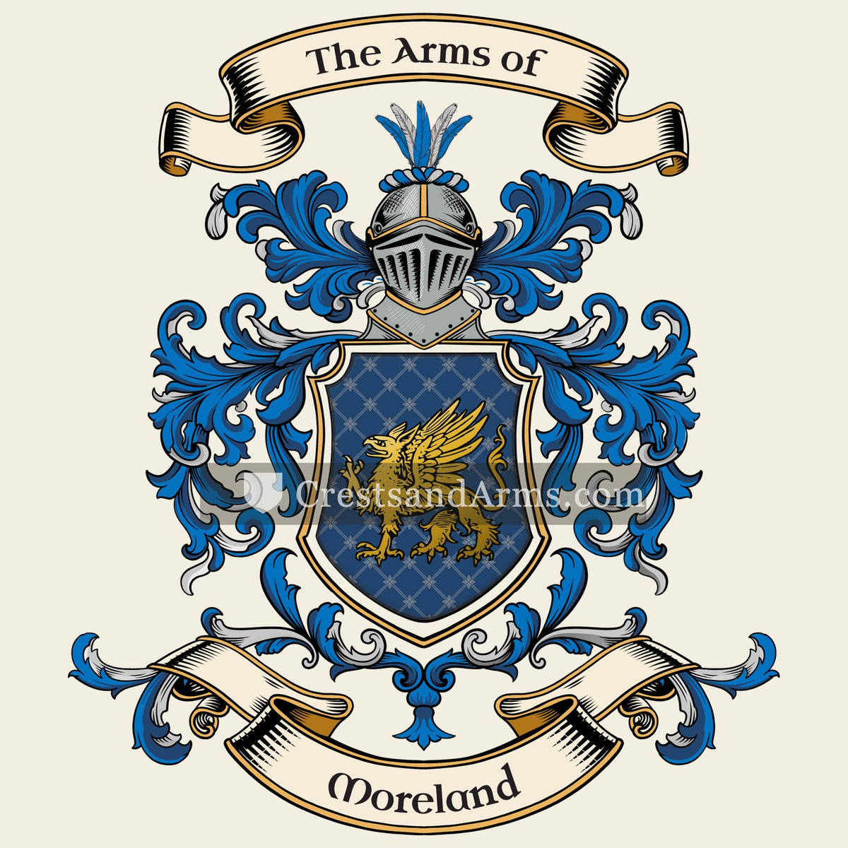 The Moreland coat of arms, drawn from the recorded blazon
