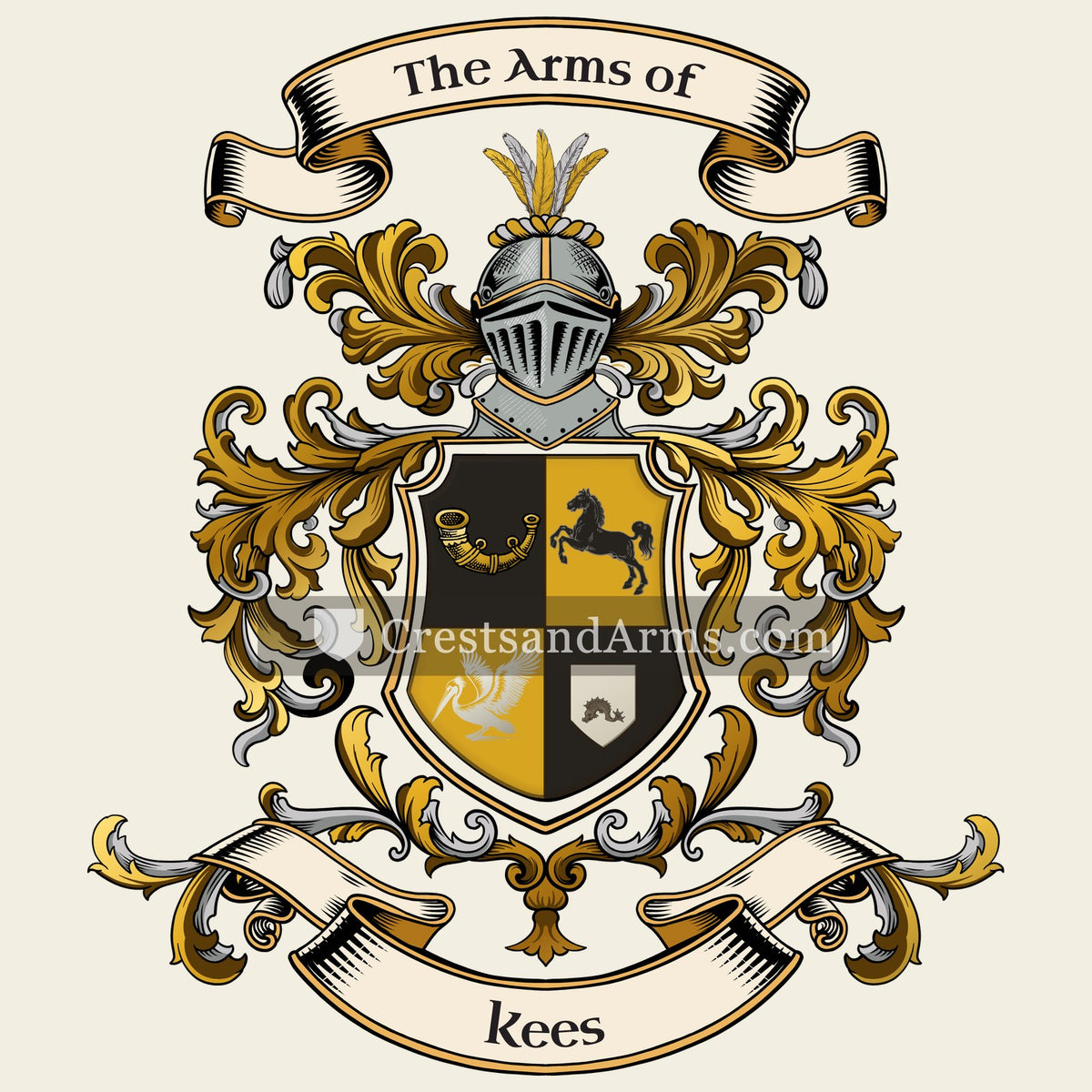 The Kees coat of arms, drawn from the recorded blazon