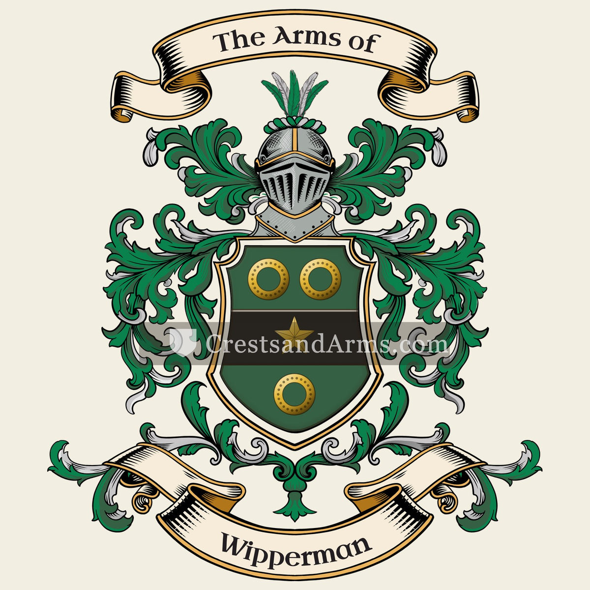 The Wipperman coat of arms, drawn from the recorded blazon