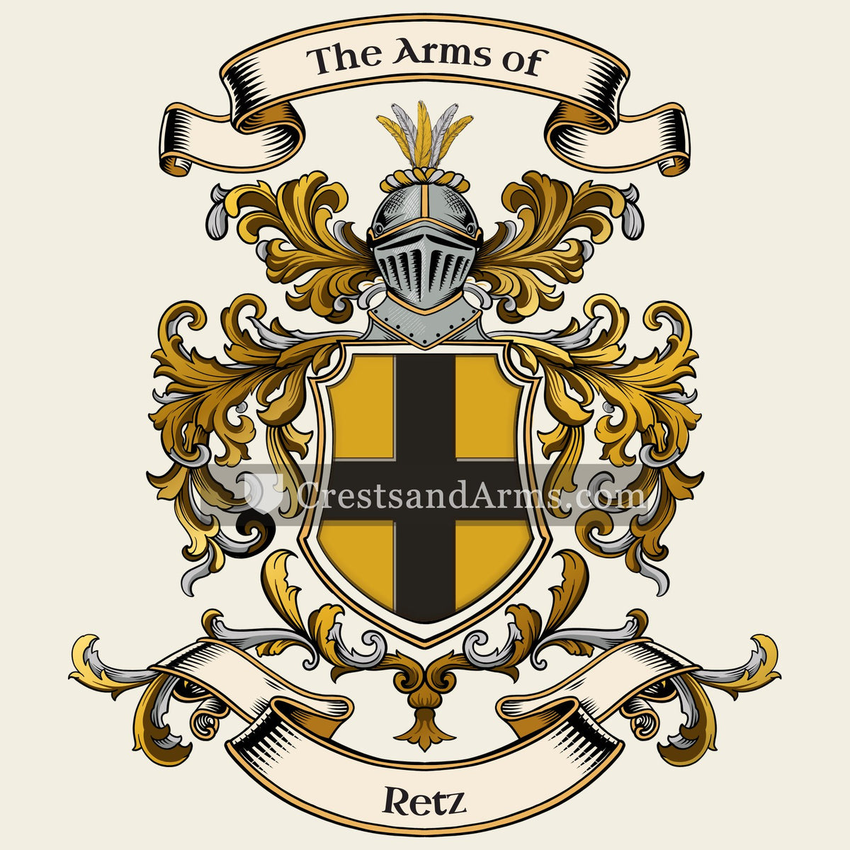 The Retz coat of arms, drawn from the recorded blazon