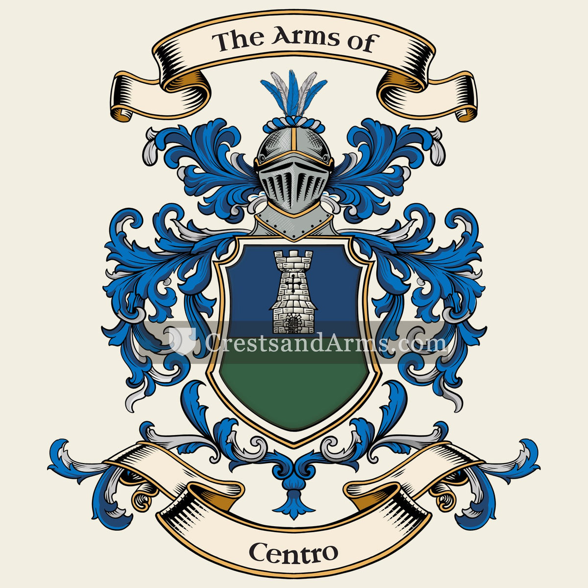 The Centro coat of arms, drawn from the recorded blazon