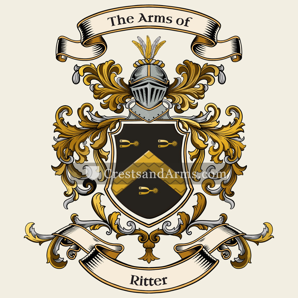 The Ritter coat of arms, drawn from the recorded blazon