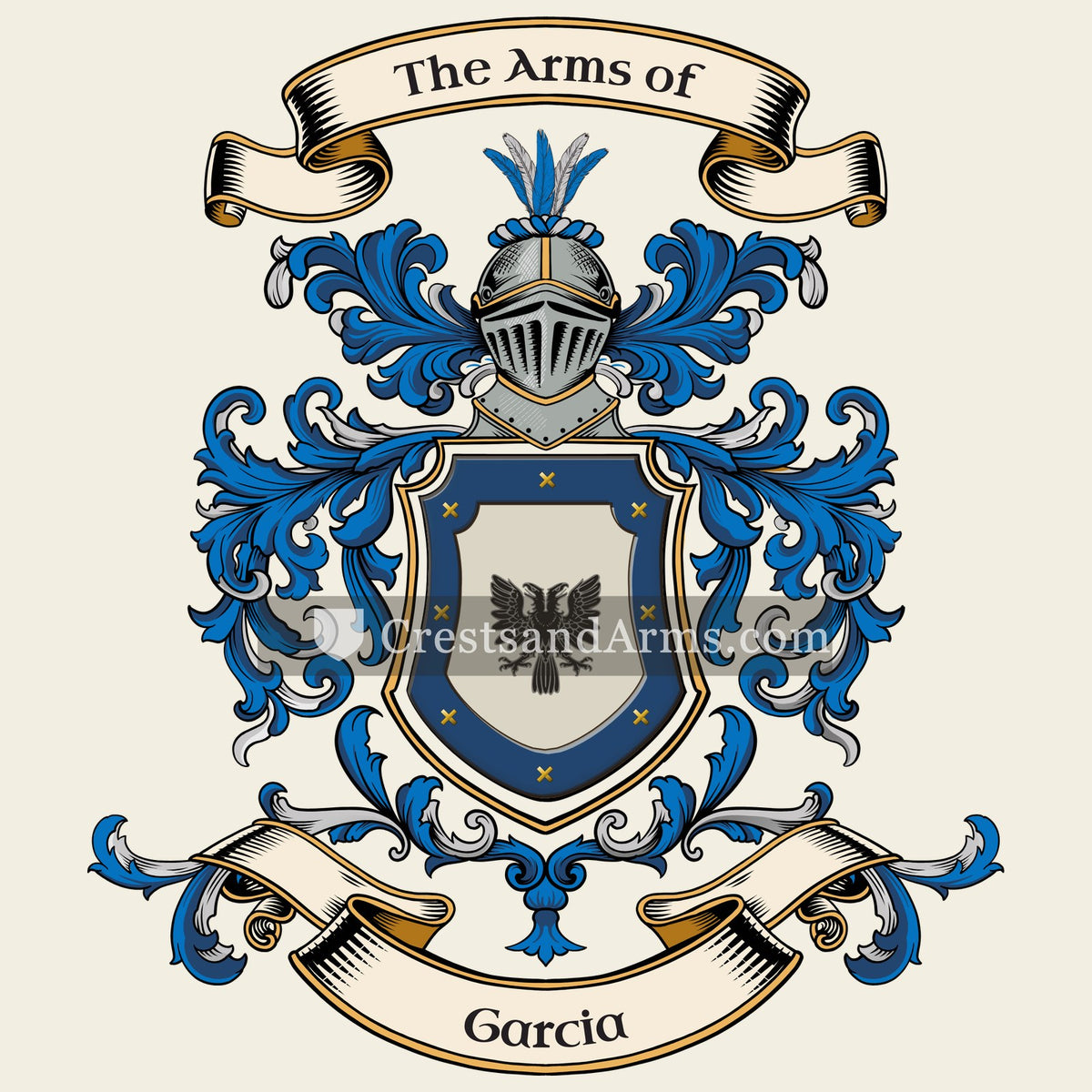 The Garcia coat of arms, drawn from the recorded blazon