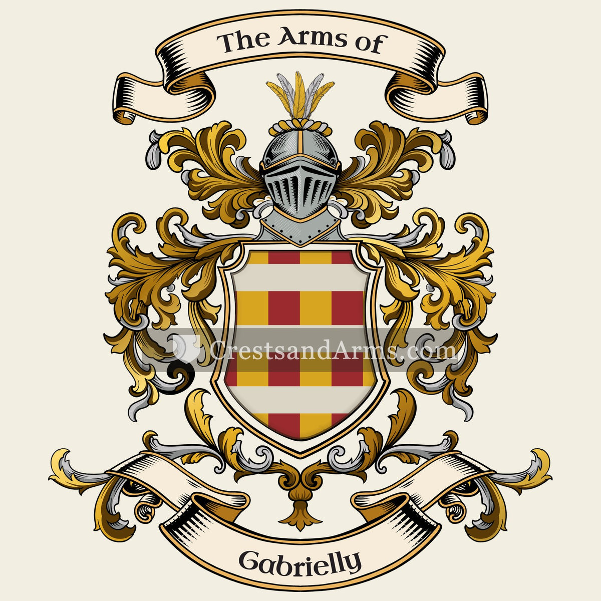 The Gabrielly coat of arms, drawn from the recorded blazon