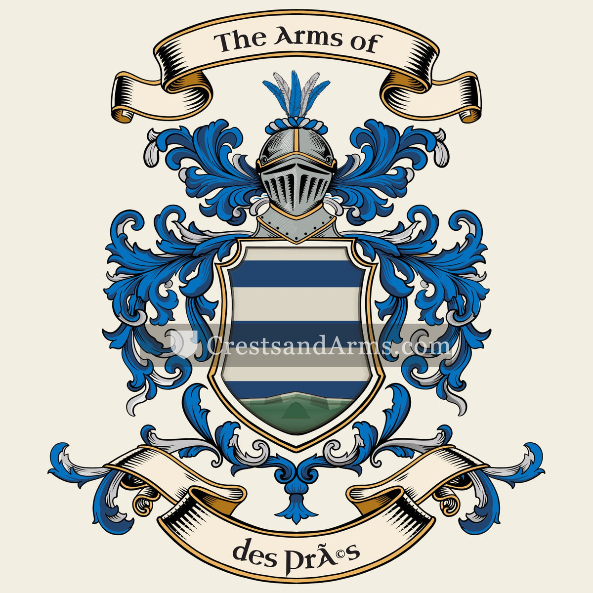 The des Prés coat of arms, drawn from the recorded blazon