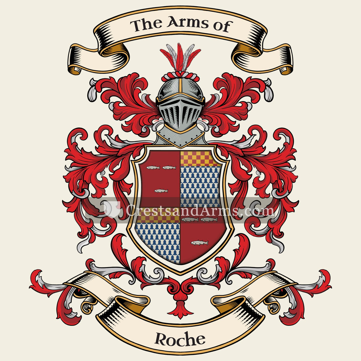 The Roche coat of arms, drawn from the recorded blazon