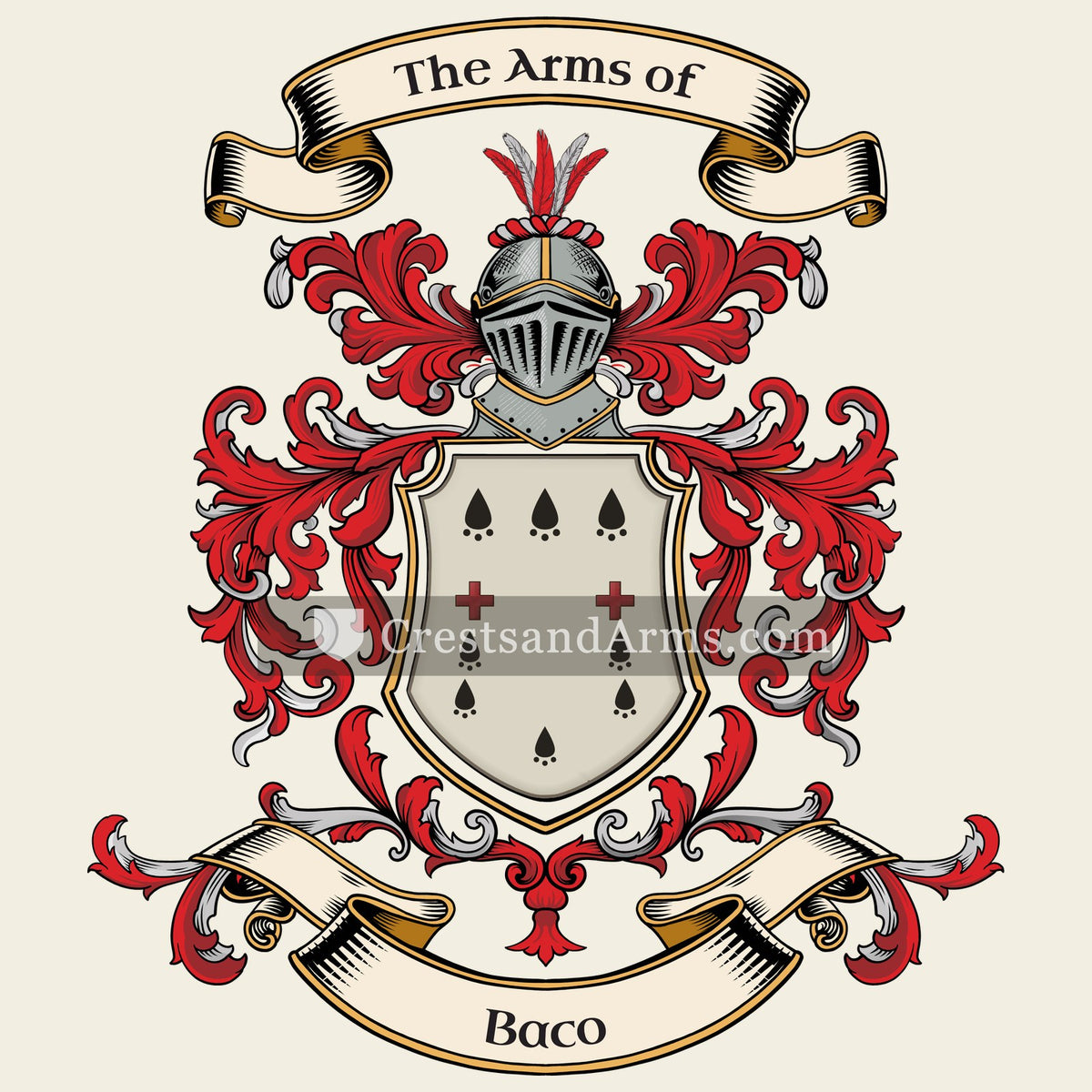 The Baco coat of arms, drawn from the recorded blazon