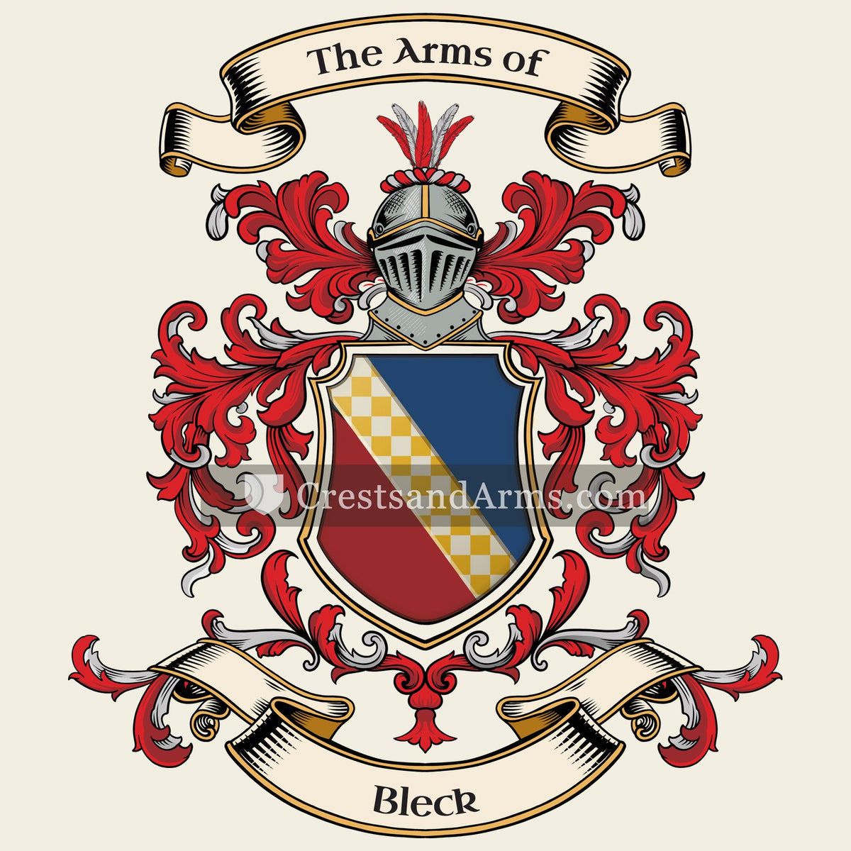 The Bleck coat of arms, drawn from the recorded blazon