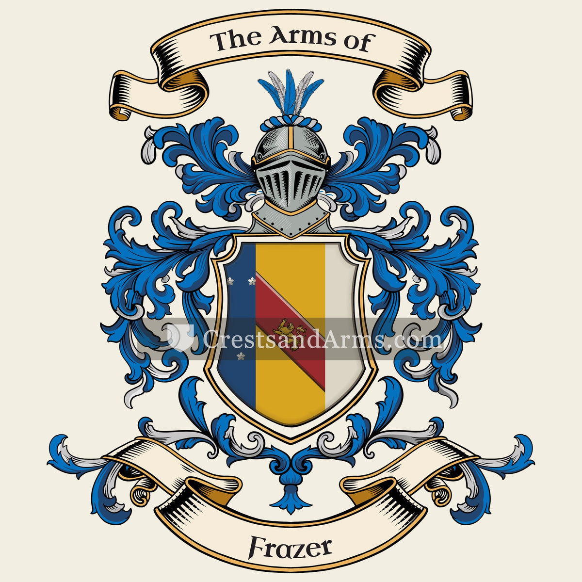 The Frazer coat of arms, drawn from the recorded blazon