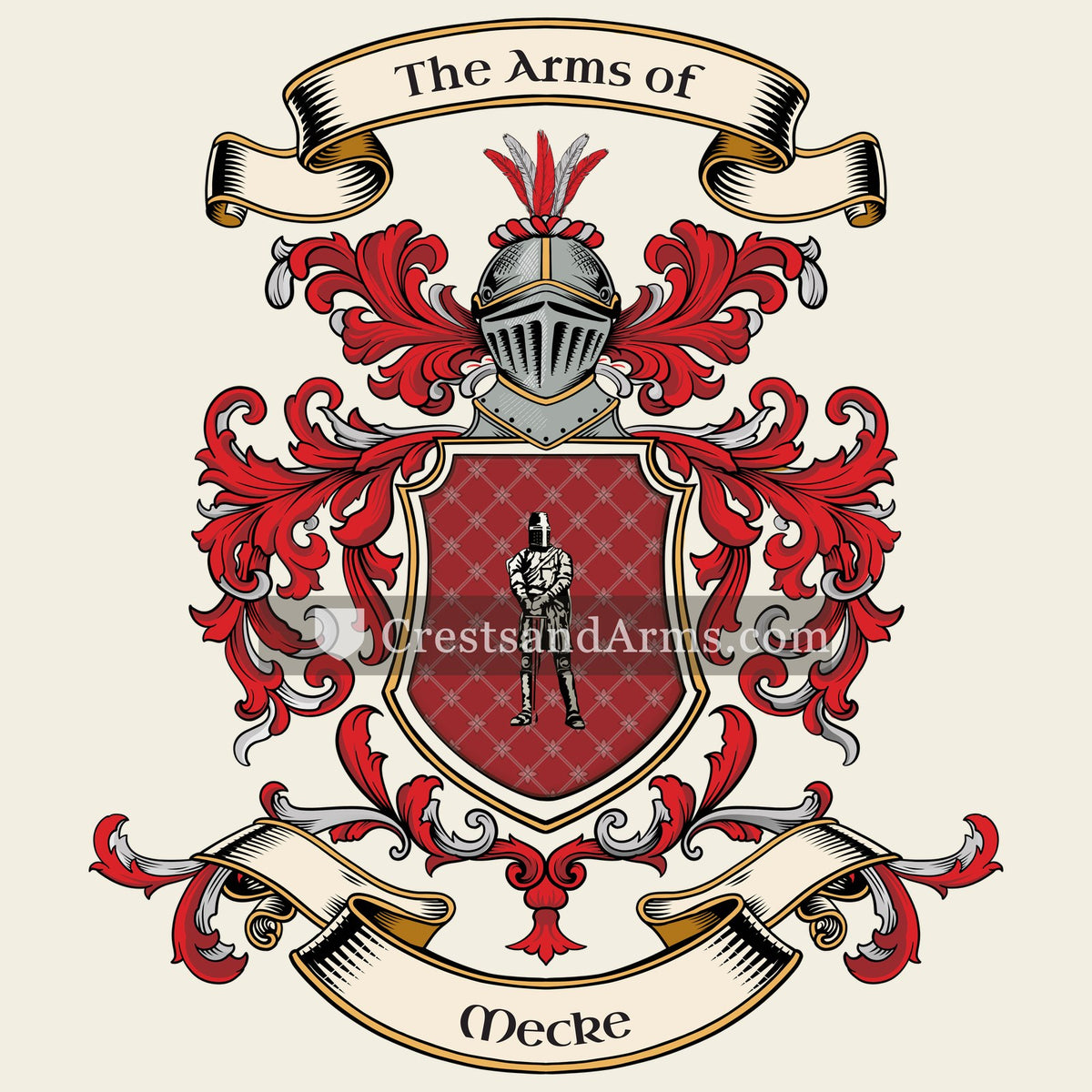 The Mecke coat of arms, drawn from the recorded blazon