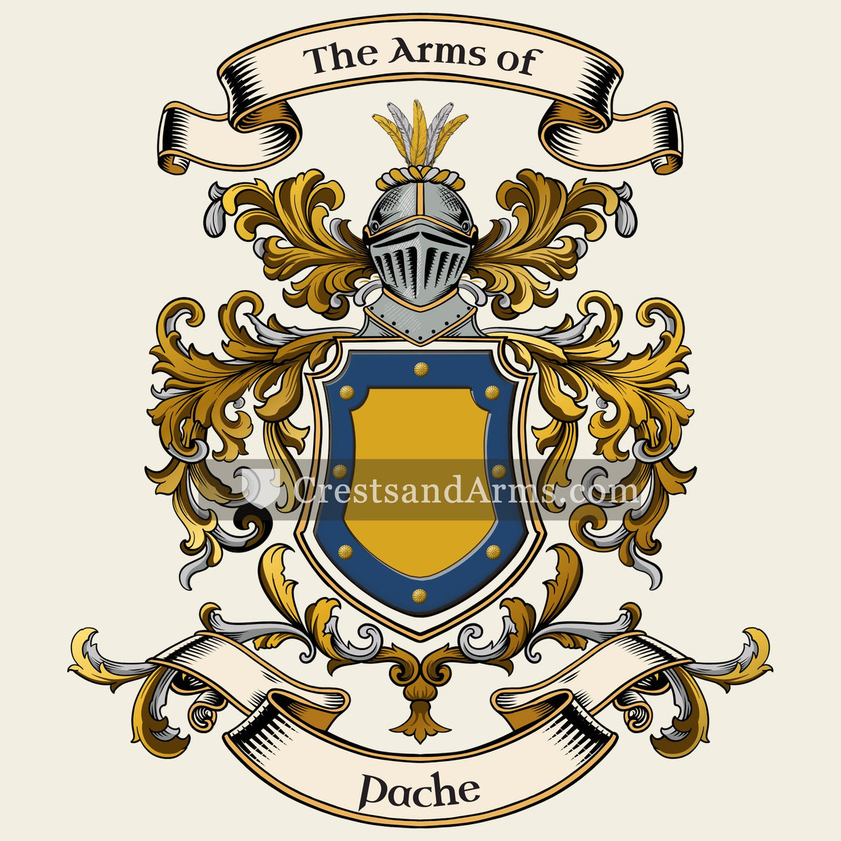 The Pache coat of arms, drawn from the recorded blazon