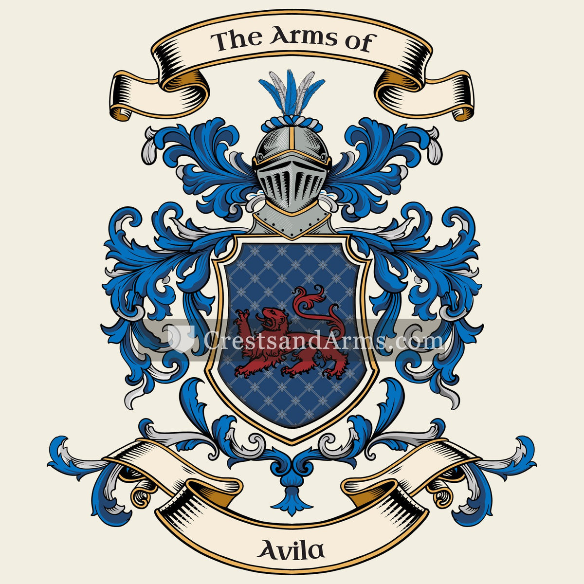 The Avila coat of arms, drawn from the recorded blazon