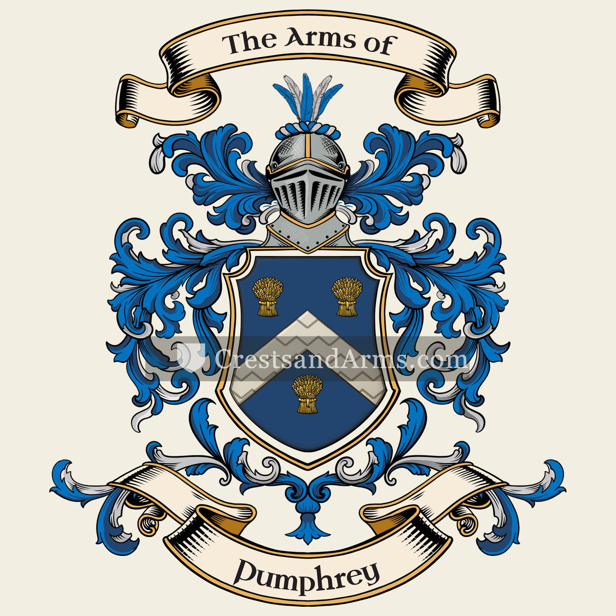 The Pumphrey coat of arms, drawn from the recorded blazon