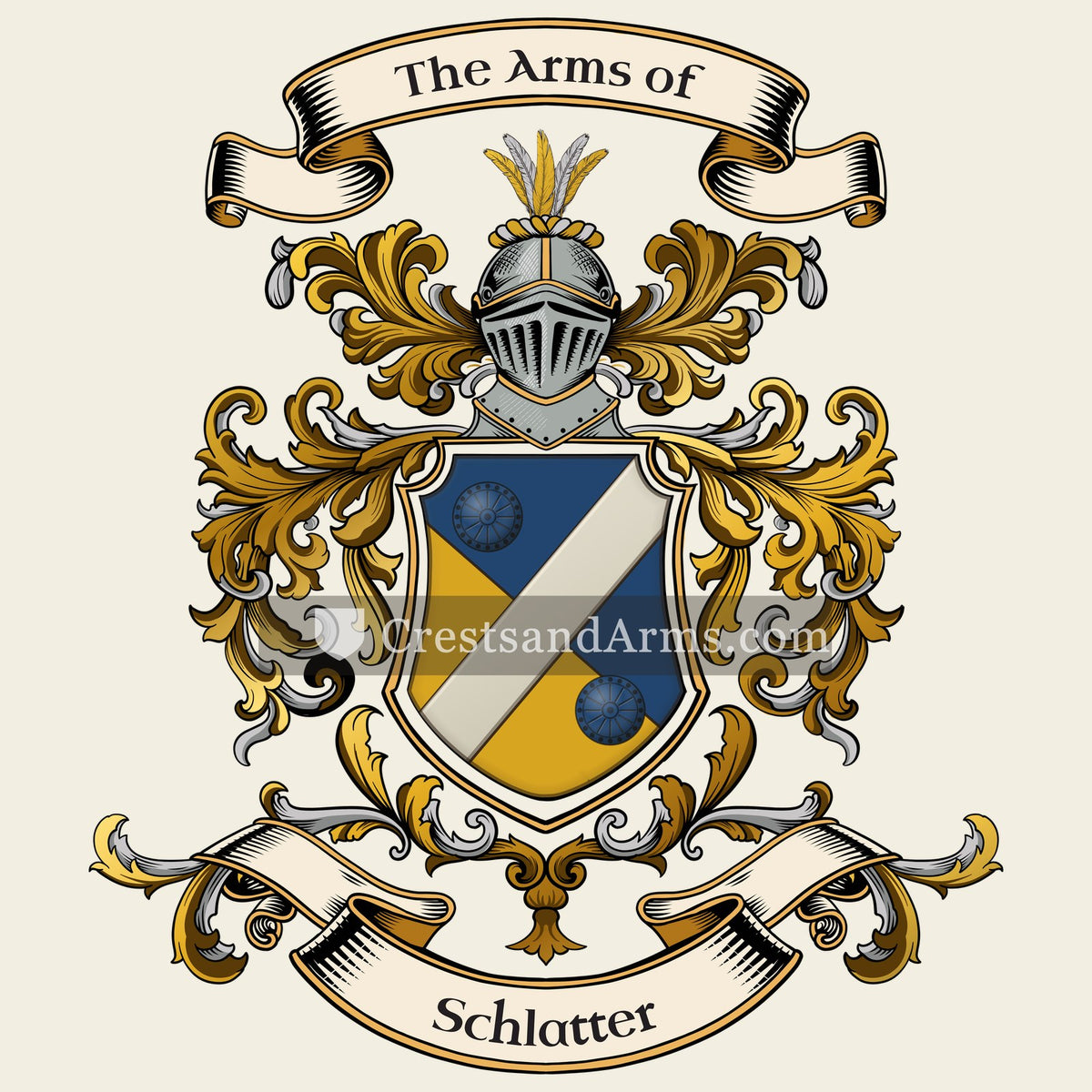 The Schlatter coat of arms, drawn from the recorded blazon