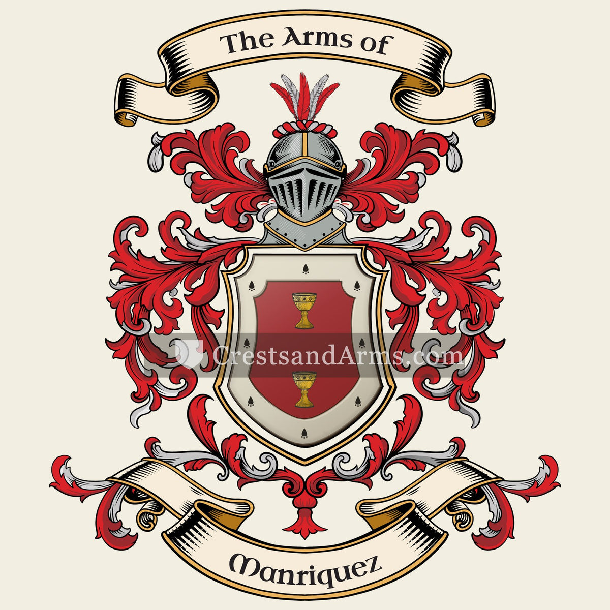 The Manriquez coat of arms, drawn from the recorded blazon