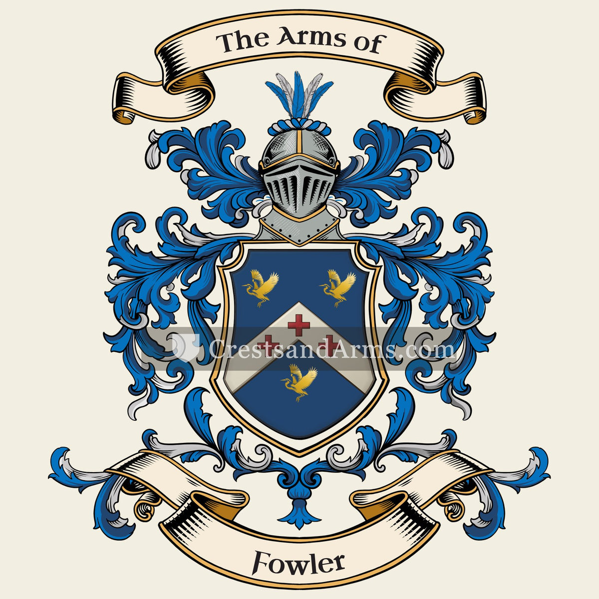 The Fowler coat of arms, drawn from the recorded blazon