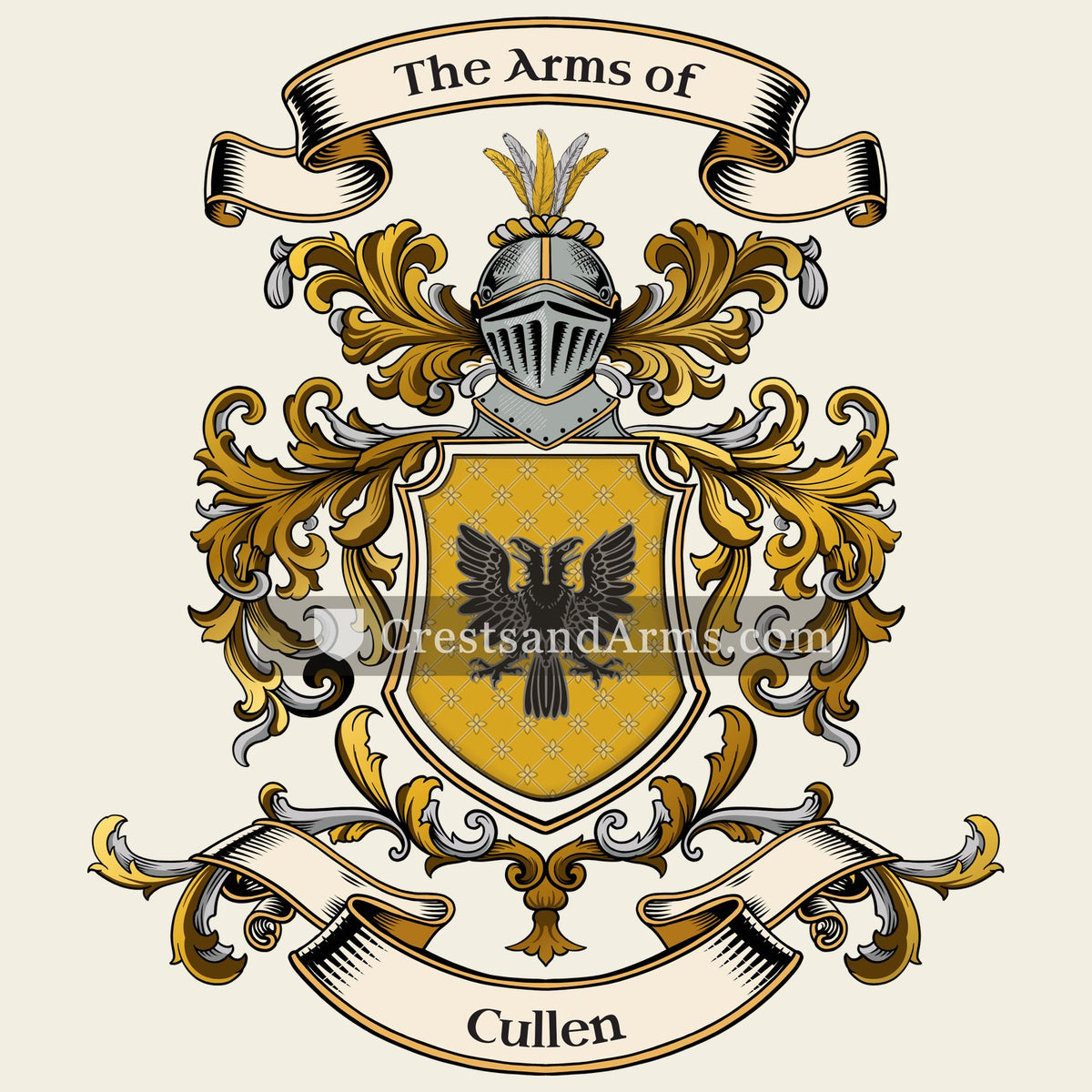 The Cullen coat of arms, drawn from the recorded blazon