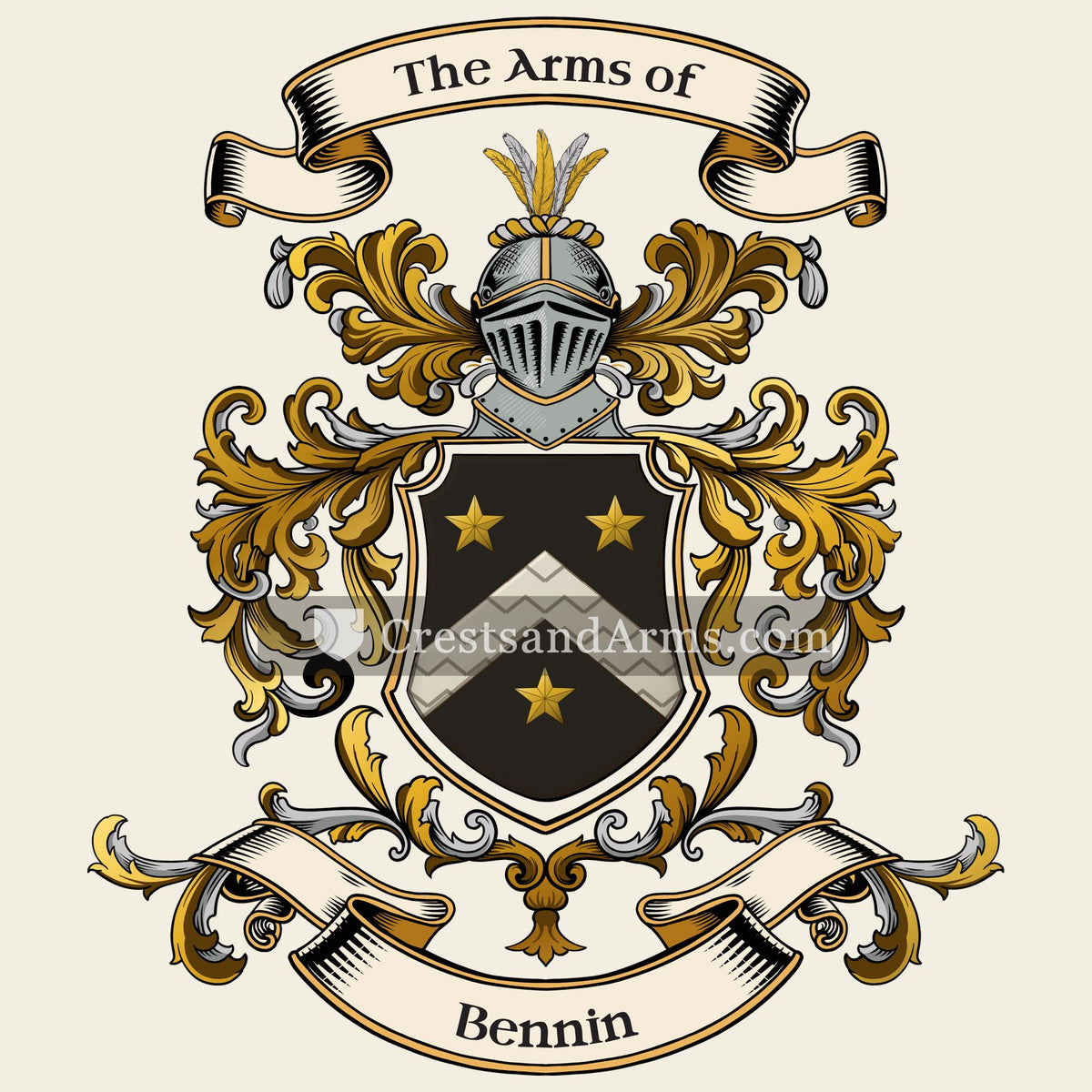 The Bennin coat of arms, drawn from the recorded blazon