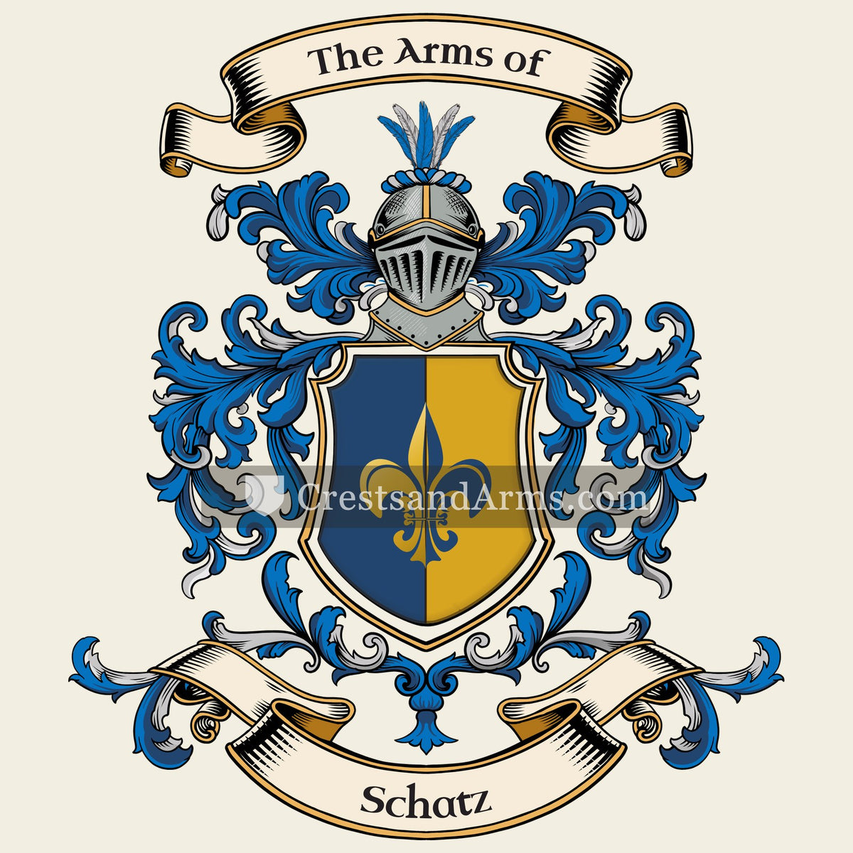 The Schatz coat of arms, drawn from the recorded blazon