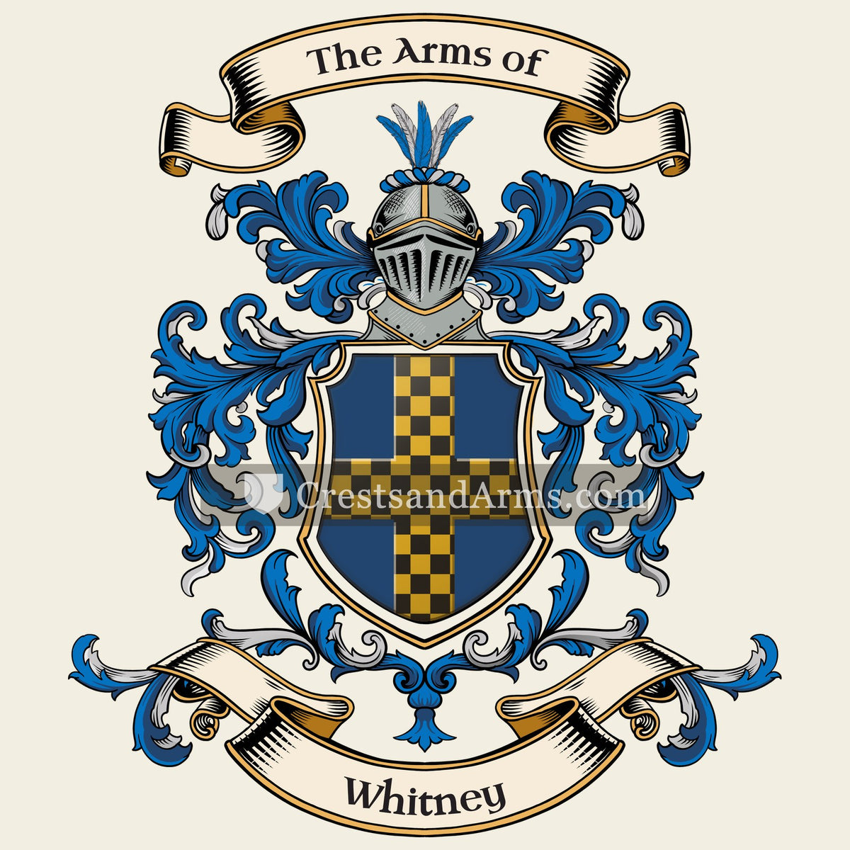 The Whitney coat of arms, drawn from the recorded blazon