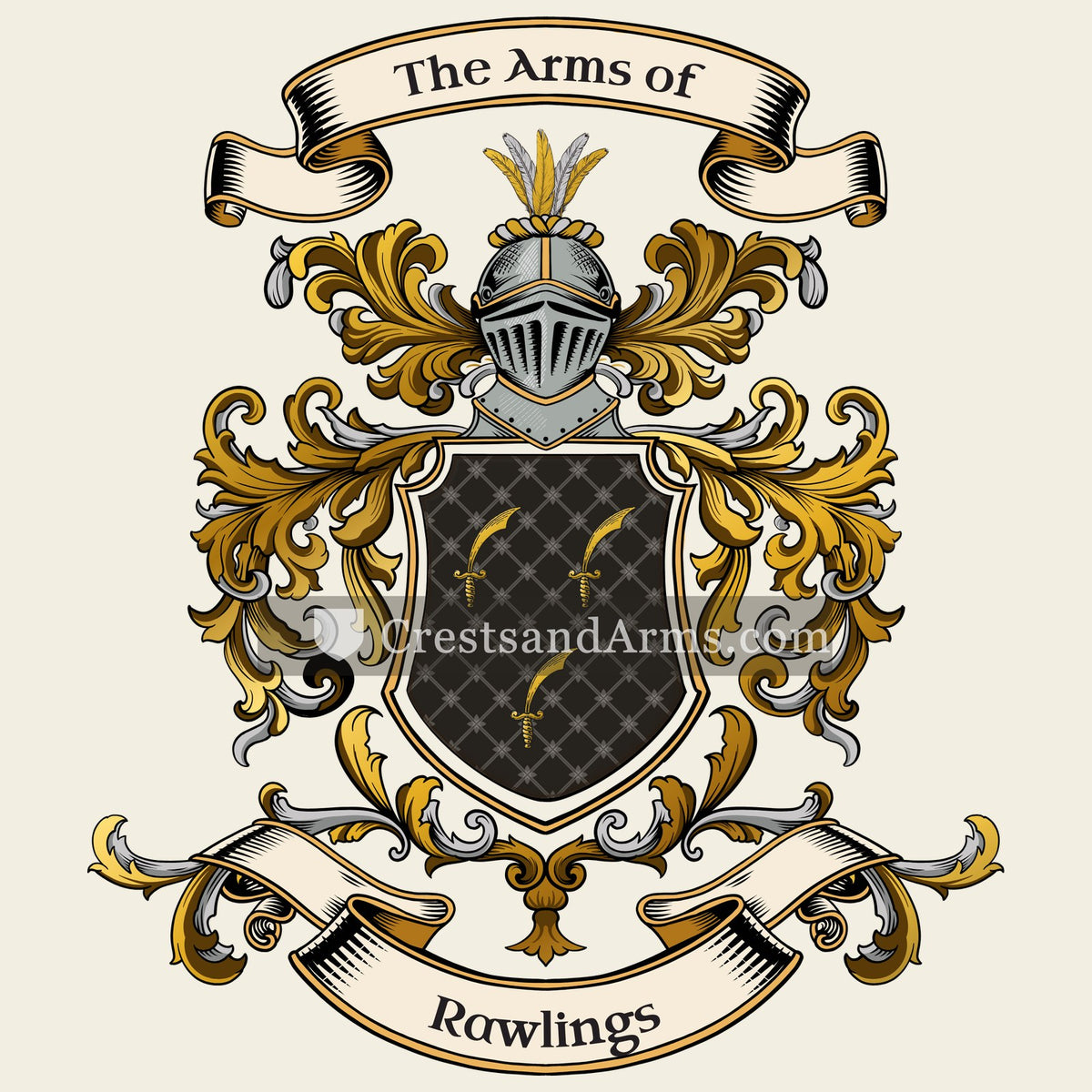The Rawlings coat of arms, drawn from the recorded blazon