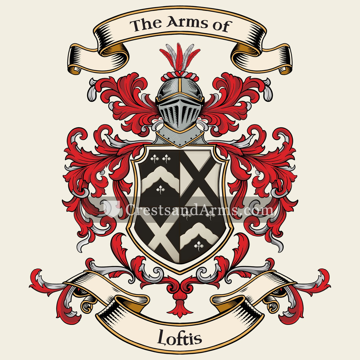 The Loftis coat of arms, drawn from the recorded blazon