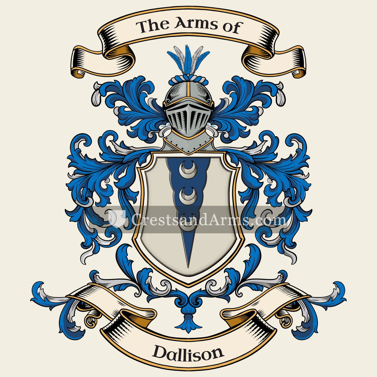 The Dallison coat of arms, drawn from the recorded blazon