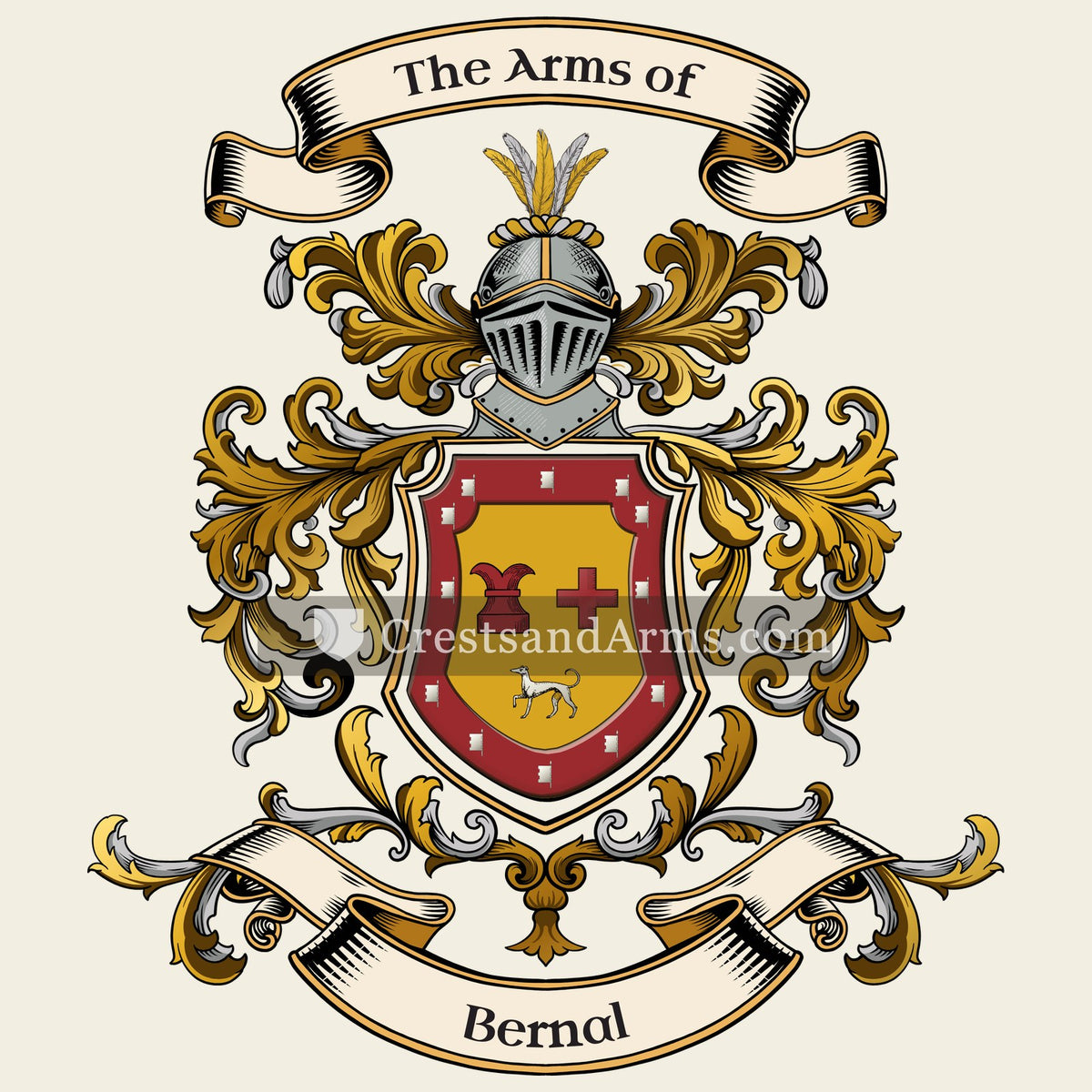 The Bernal coat of arms, drawn from the recorded blazon