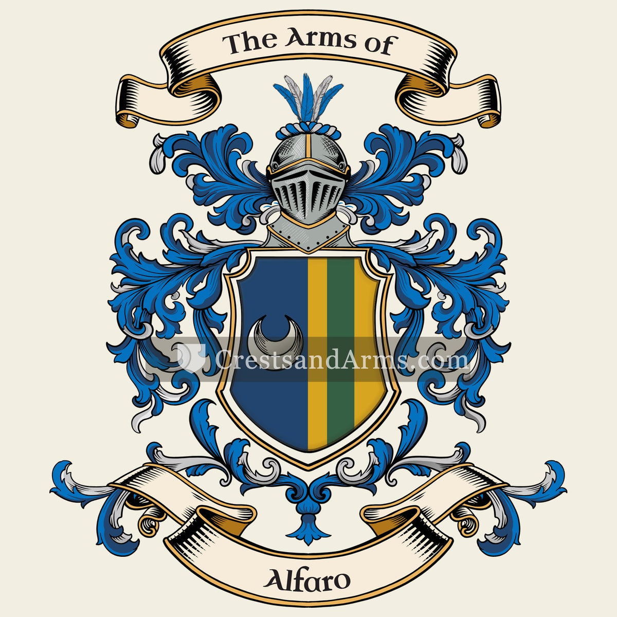 The Alfaro coat of arms, drawn from the recorded blazon