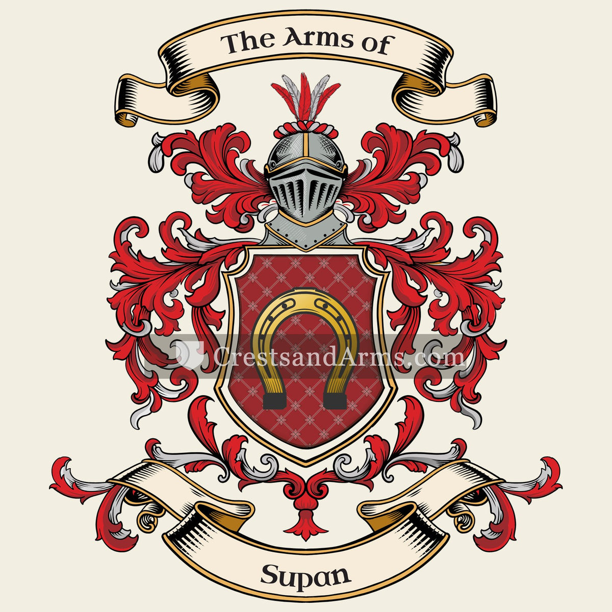 The Supan coat of arms, drawn from the recorded blazon