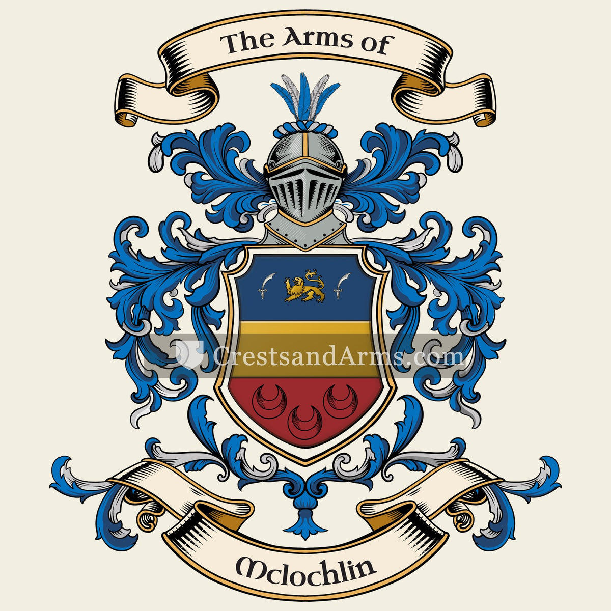 The Mclochlin coat of arms, drawn from the recorded blazon