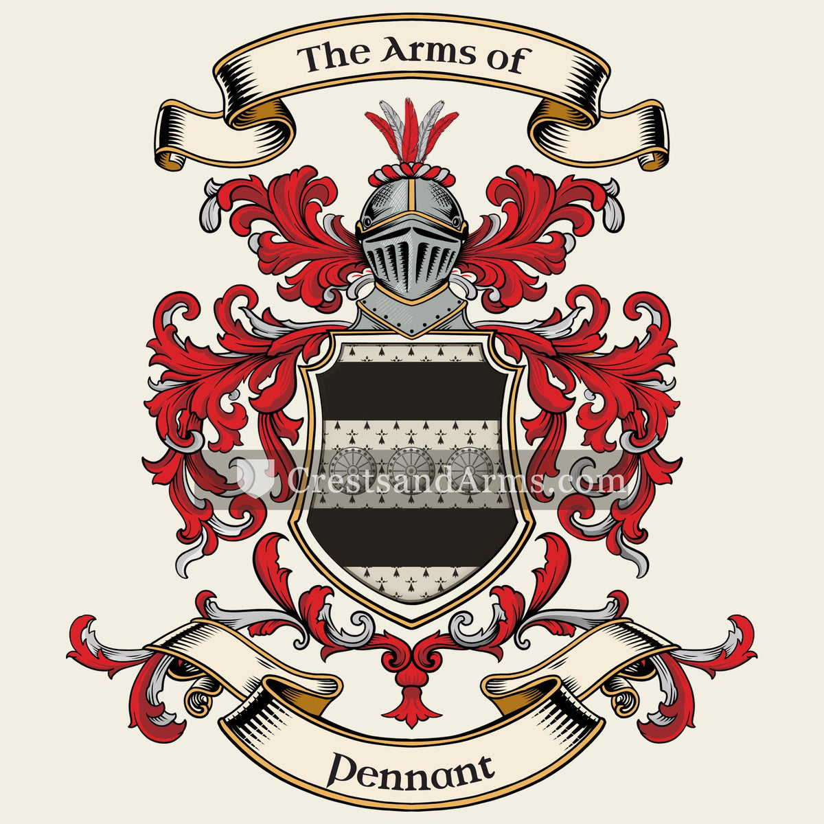 The Pennant coat of arms, drawn from the recorded blazon