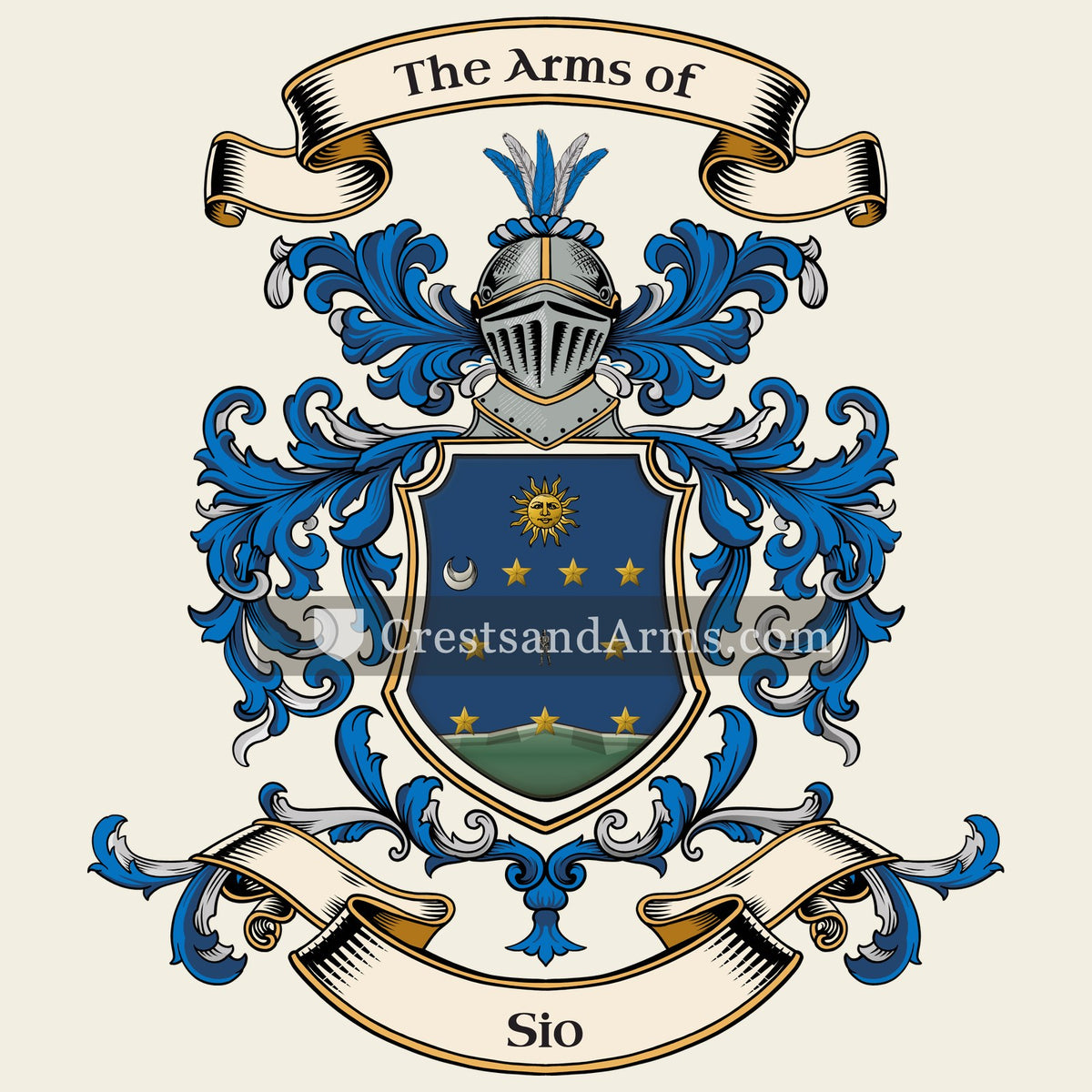 The Sio coat of arms, drawn from the recorded blazon