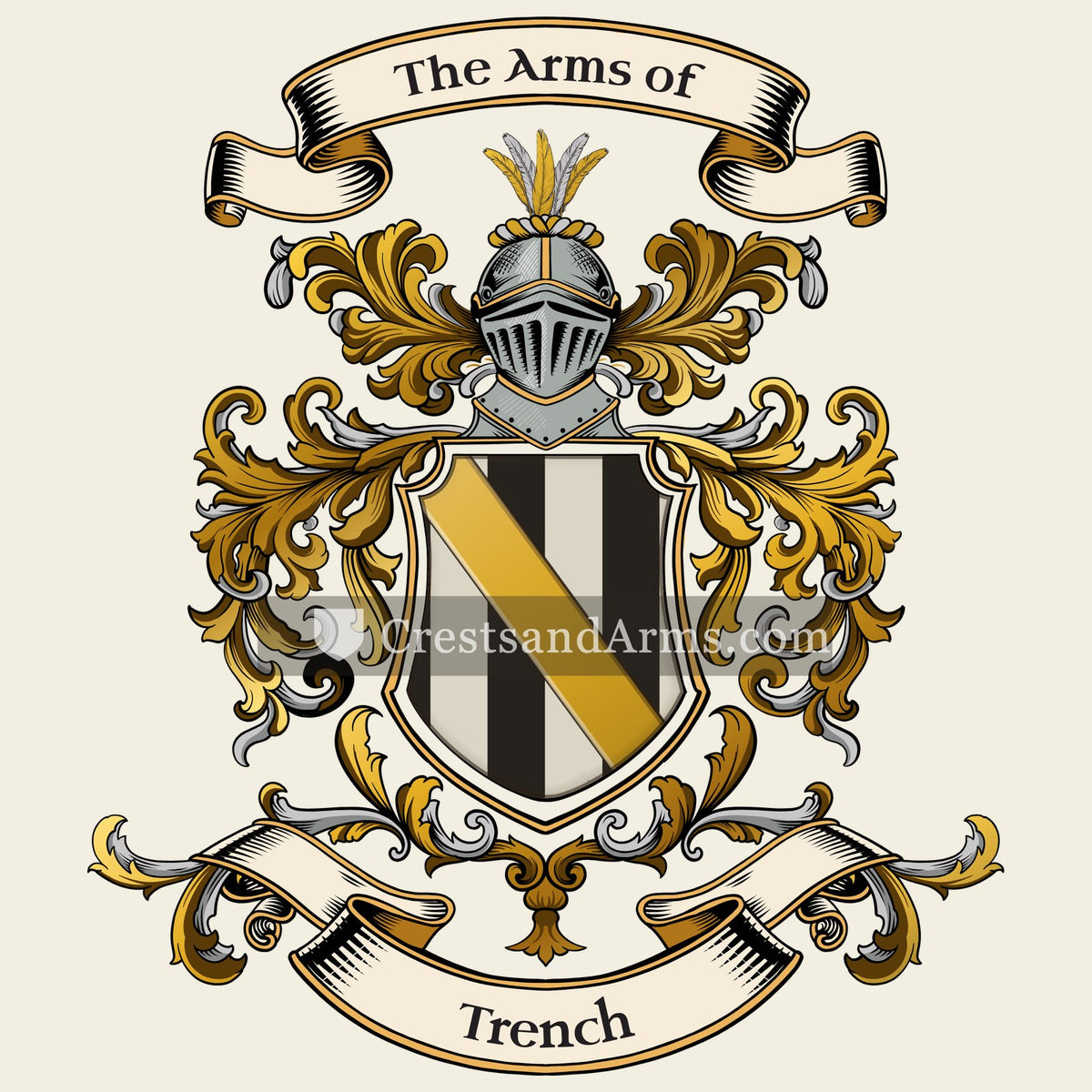 The Trench coat of arms, drawn from the recorded blazon