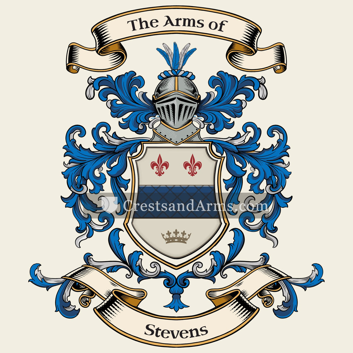The Stevens coat of arms, drawn from the recorded blazon