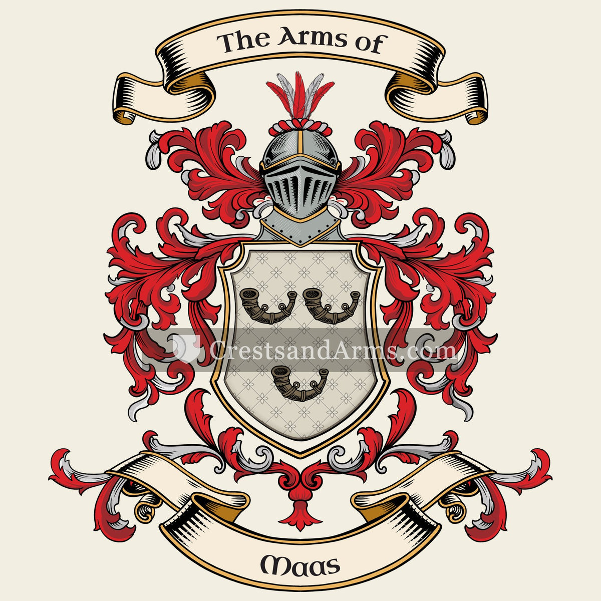 The Maas coat of arms, drawn from the recorded blazon