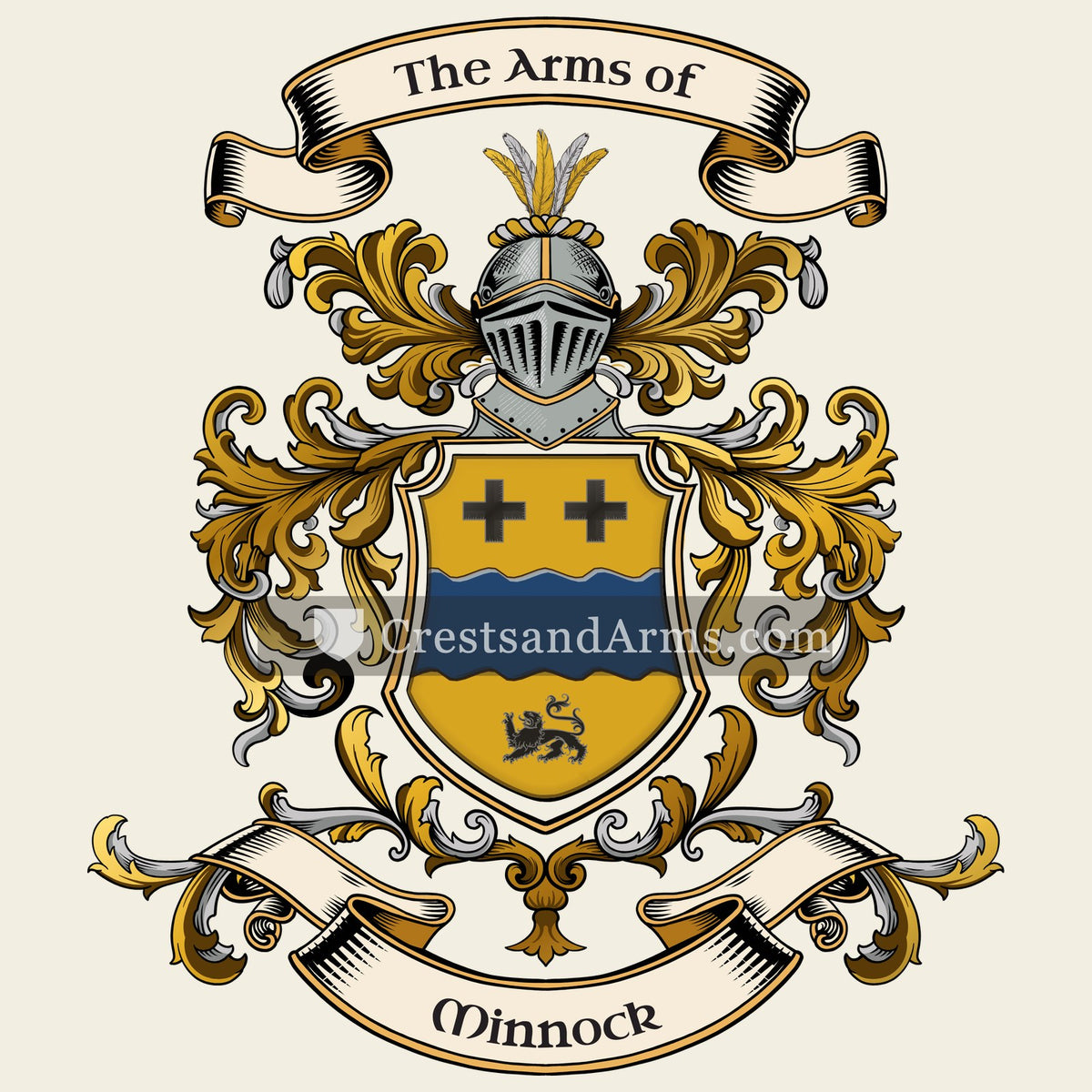The Minnock coat of arms, drawn from the recorded blazon