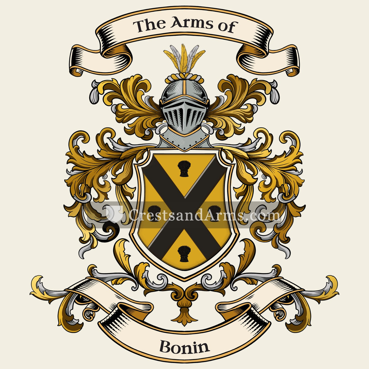 The Bonin coat of arms, drawn from the recorded blazon