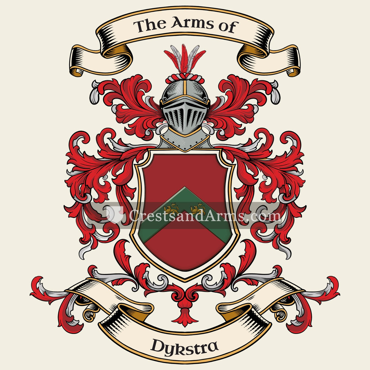 The Dykstra coat of arms, drawn from the recorded blazon