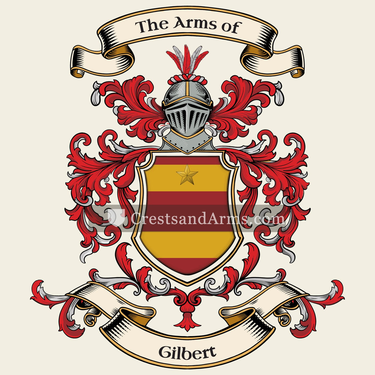 The Gilbert coat of arms, drawn from the recorded blazon