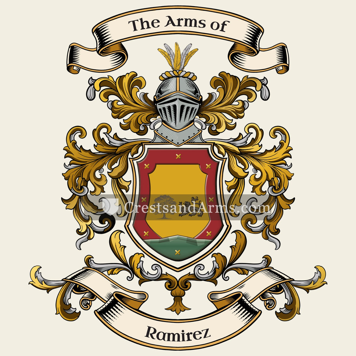 The Ramirez coat of arms, drawn from the recorded blazon