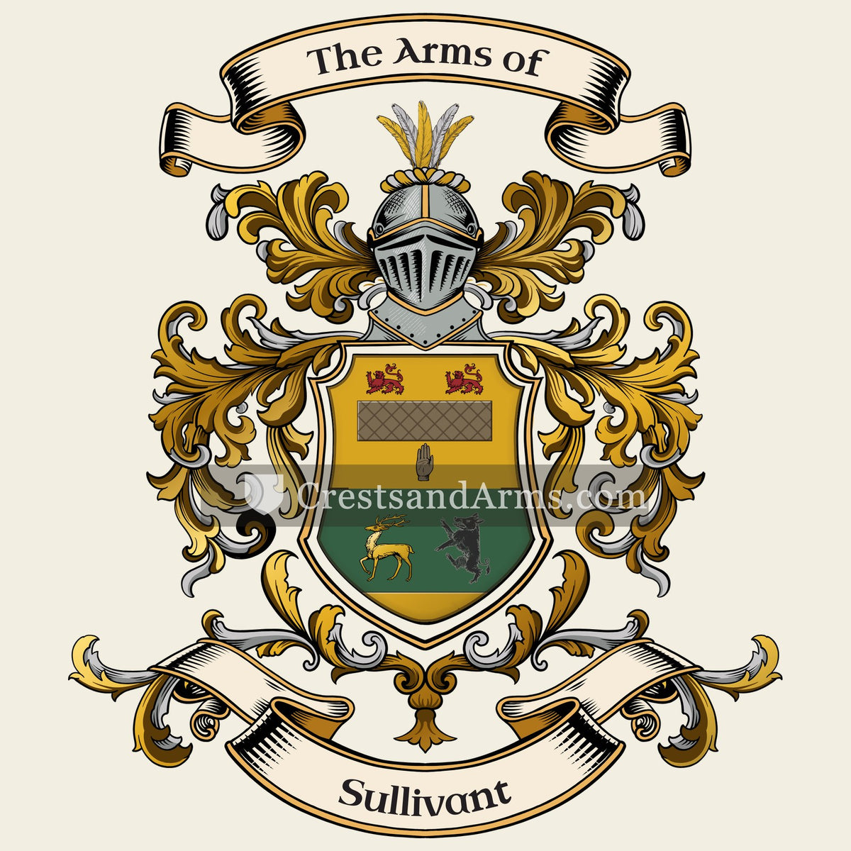 The Sullivant coat of arms, drawn from the recorded blazon