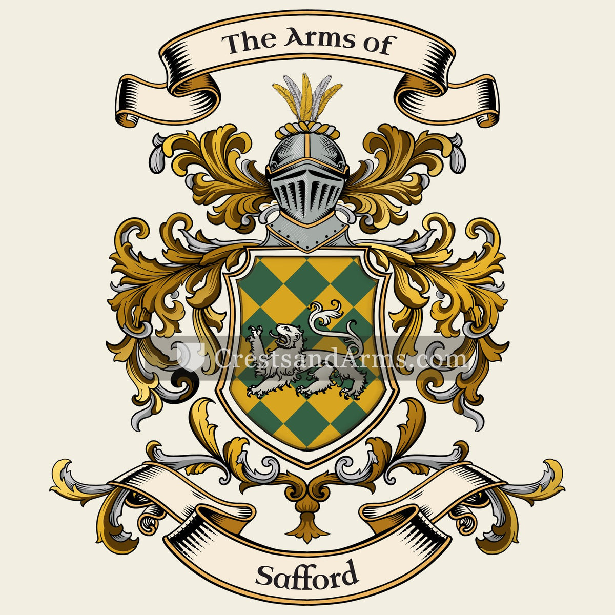 The Safford coat of arms, drawn from the recorded blazon