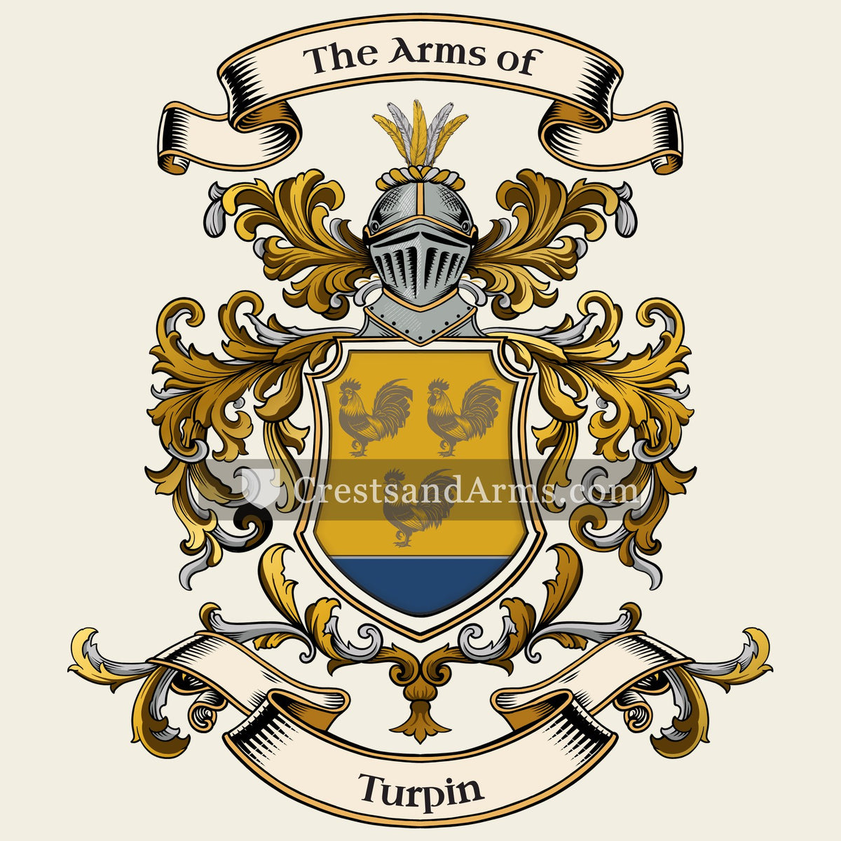 The Turpin coat of arms, drawn from the recorded blazon