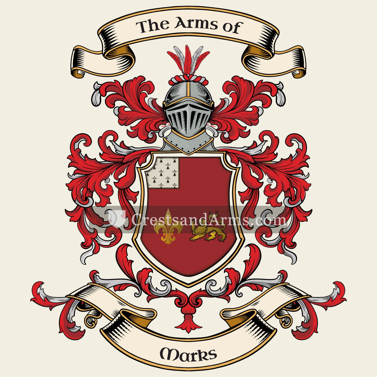 The Marks coat of arms, drawn from the recorded blazon