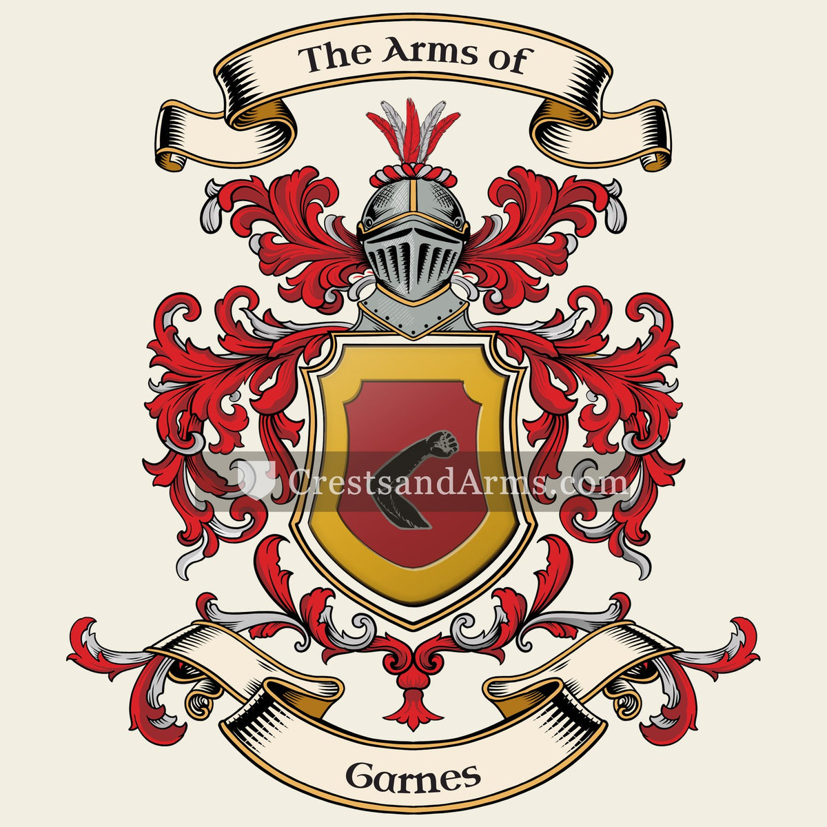 The Garnes coat of arms, drawn from the recorded blazon