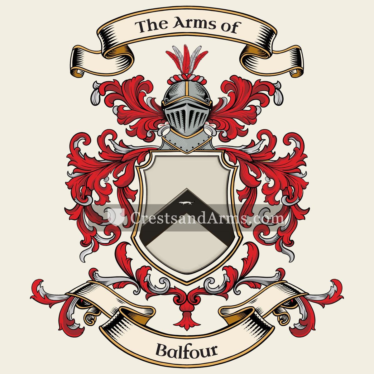 The Balfour coat of arms, drawn from the recorded blazon