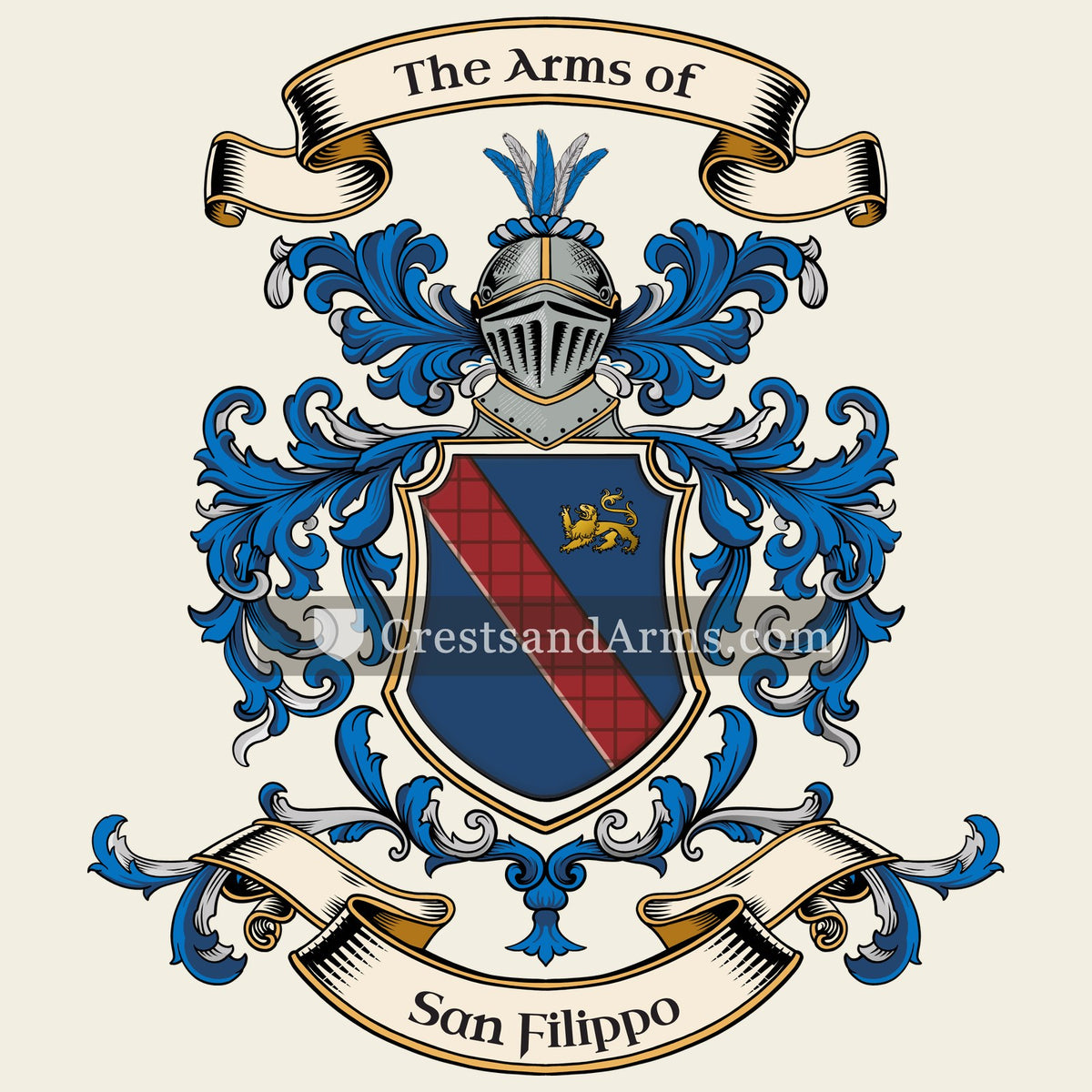 The San Filippo coat of arms, drawn from the recorded blazon