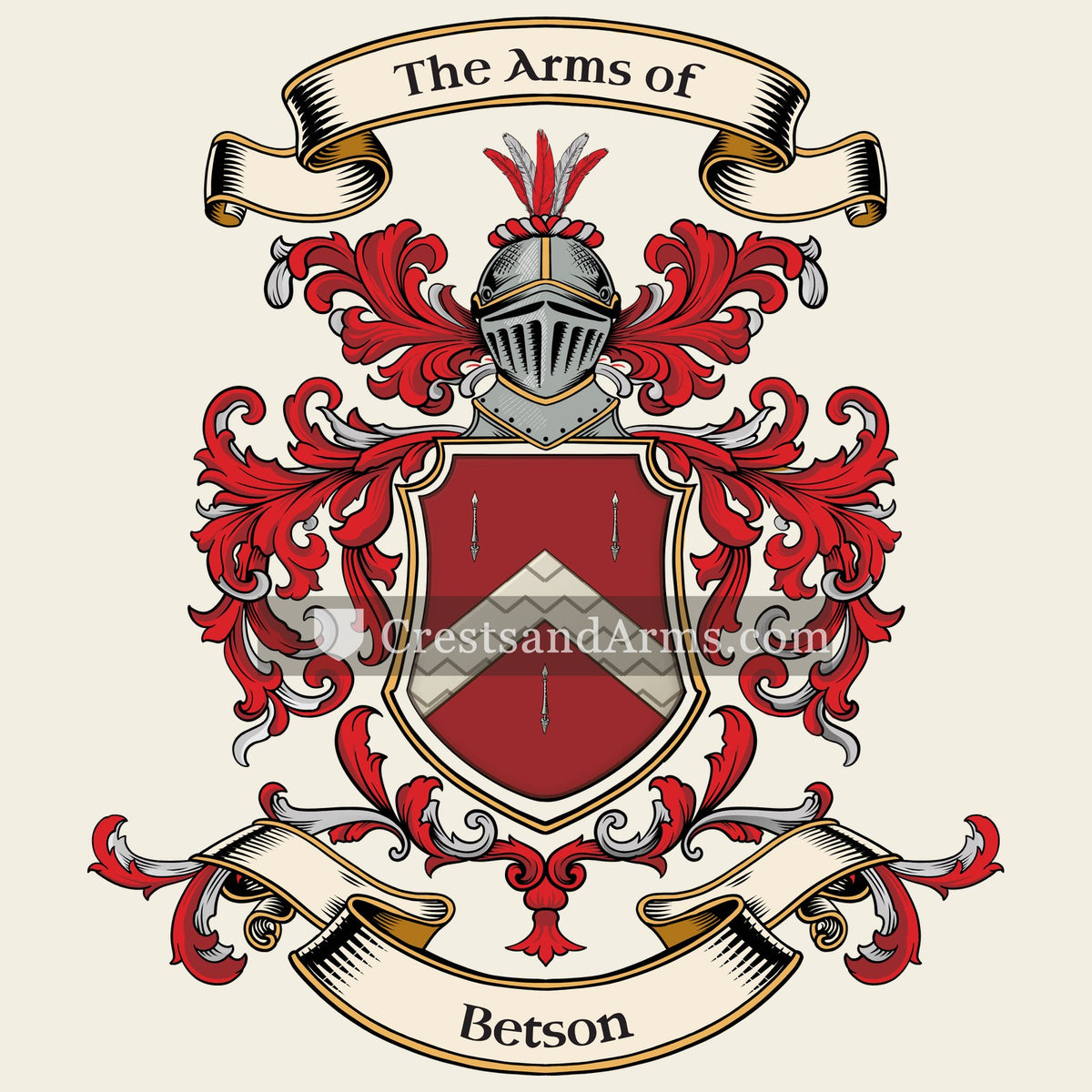 The Betson coat of arms, drawn from the recorded blazon