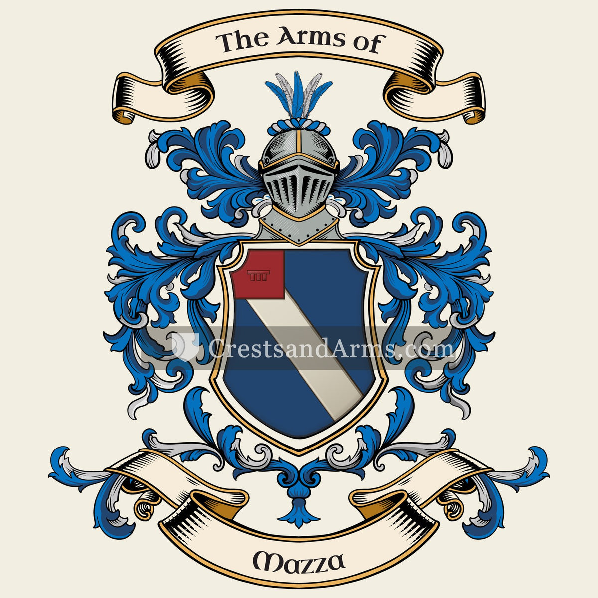 The Mazza coat of arms, drawn from the recorded blazon
